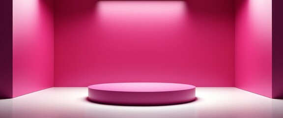 3D magenta podium in empty studio