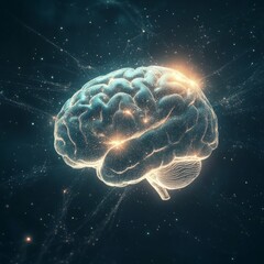 Obraz premium A human brain with delicate light rays