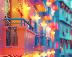 Foreign language learning with vibrant scenes, educational and enriching, Urban, Bright hues, Photograph, Linguistic exploration