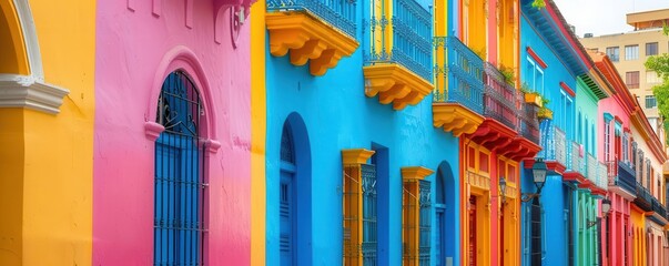 Obraz premium Foreign language learning with vibrant scenes, educational and enriching, Urban, Bright hues, Photograph, Linguistic exploration