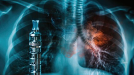 Fototapeta premium X-ray of lungs and heart with vaping device and smoke,No Tobacco Day