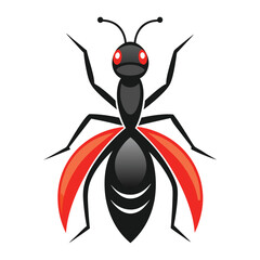 black and red color ant logo icon vector illustration
