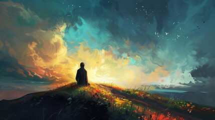 A visual of the journey from sadness to healing, focusing on the emotional and physical aspects of recovery.