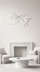 Elegant Living Room with Marble Fireplace and Modern Decor