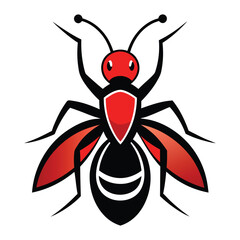 Red and black color ant logo icon vector illustration