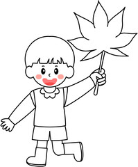 가을 단풍잎 든 어린이 일러스트