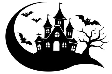 halloween castle with bats