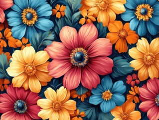 Fototapeta premium charming britishthemed background adorned with cheerful flowers and the iconic uk flag blending cultural heritage with artistic flair in a vibrant lively design