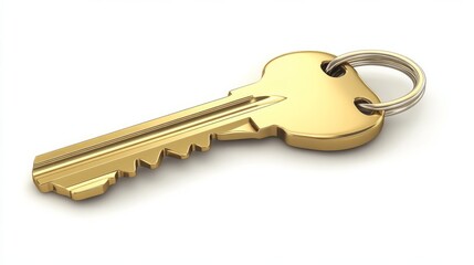 Gold home key isolated on a white background 3D illustration