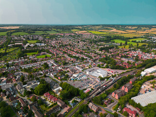 Aerial view of Alton Centre drone shot Uk
