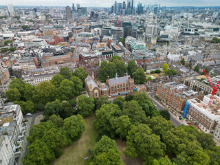 Lincoln's Inn Fields aerial view drone shot Holborn London UK