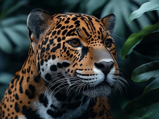 Obraz premium Young Jaguar Portrait: Highly Detailed and Ultra-Realistic