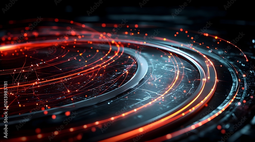 Poster conceptual abstract image of a futuristic smart transportation web featuring an intricate network of