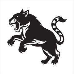 Obraz premium Fierce Tiger Vector Illustration - Black and White Roaring Tiger Design for Logos, Tattoos, and Art