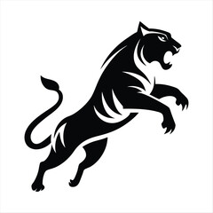 Obraz premium Fierce Tiger Vector Illustration - Black and White Roaring Tiger Design for Logos, Tattoos, and Art