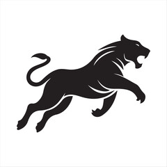 Fototapeta premium Fierce Tiger Vector Illustration - Black and White Roaring Tiger Design for Logos, Tattoos, and Art