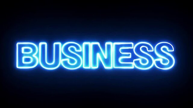 A vibrant neon display of the word BUSI lights up the dark background in an urban setting during night festivities