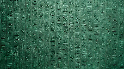 Fictional runes or glyphs in a jade stone relif