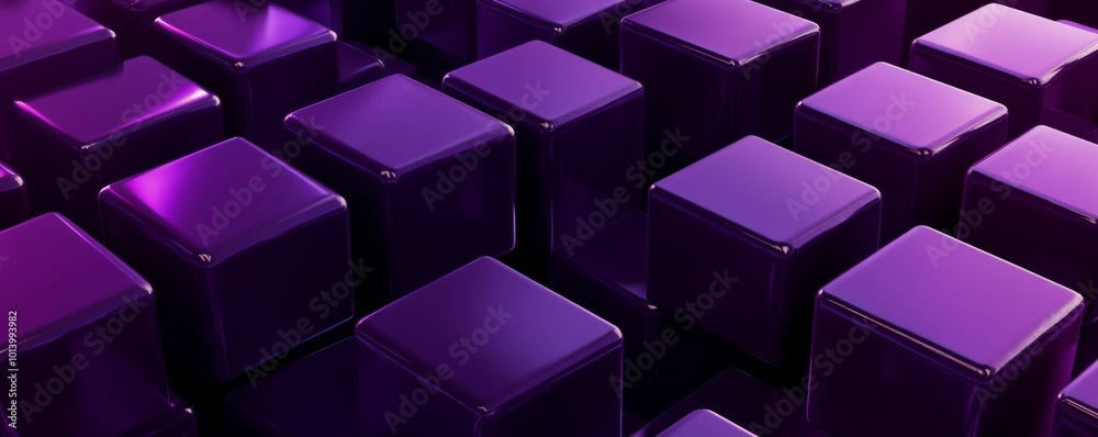 Aufkleber Purple 3D cubes abstract background with geometric pattern, futuristic design concept
