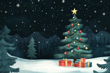 Fototapeta premium christmas tree with gifts
