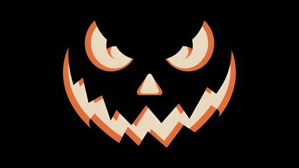 Fototapeta premium Digital illustration of a spooky pumpkin face with devilish features on black background