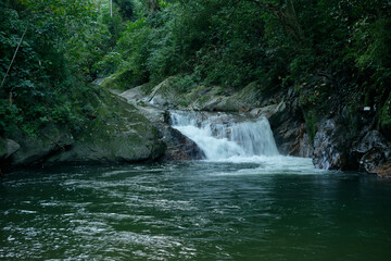 Pozo Azul waterfall without people, Minca, Colombia