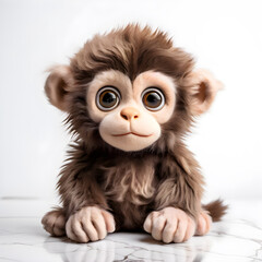 A toy made of Monkey fur on a white background