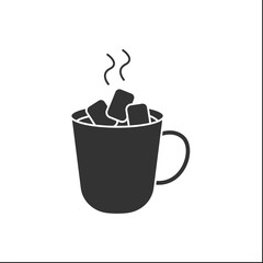 Drink glyph icon. Tasty hot drink. Delicious sweet cacao with marshmallow. Baby food concept.Filled flat sign. Isolated silhouette vector illustration