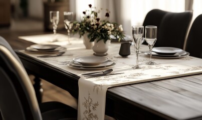 Elegant table runner mockup with custom print
