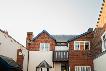 Top storey view of an exclusive block of flats overlooking the sea in an English coastal town on the east coast.