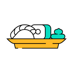 Fototapeta premium sushi japanese cuisine meal with wasabi line icon vector. sushi japanese cuisine meal with wasabi sign. isolated symbol illustration