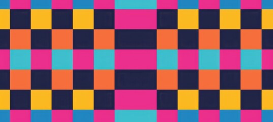 Vibrant Pixel Art Checkered Pattern for Youthful Advertisements and Festival Promotions