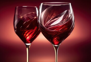 detailed close wine glass capturing elegance swirling red liquid reflecting light vibrant curves, alcohol, aroma, artisan, bottle, design, infusion, luxury