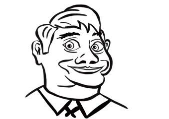 Cartoon face of a man on a white background.