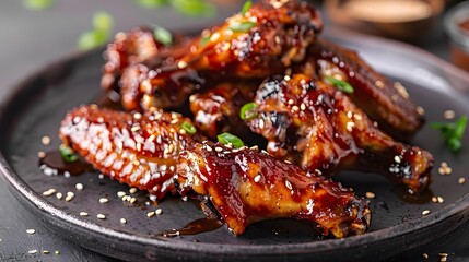 Delicious crispy BBQ chicken wings with sesame