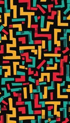 Abstract Pixelated Maze Pattern in Bold Colors for Creative Marketing and Digital Designs