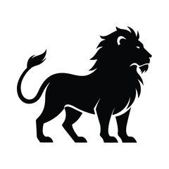 Minimalistic black and white Lion Silhouette Pose - Bold Vector Design with Clean, Smooth Lines