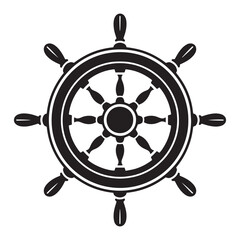 Obraz premium ship steering wheel silhouette