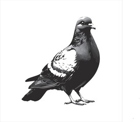 pigeon isolated on white background, 