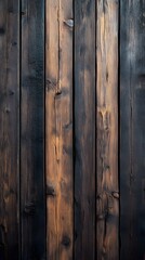 Naklejka premium Wooden background with dark brown wood planks, a wooden wall texture