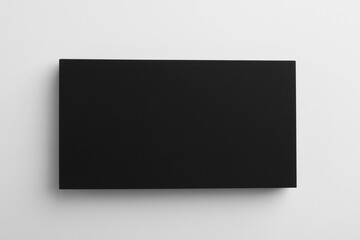 Blank business cards on light grey background, top view. Mockup for design