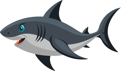 Obraz premium Illustration of a smiling shark swimming with a playful and friendly appearance