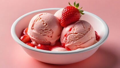 strawberry ice cream in bowl