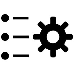 Obraz premium Settings icon featuring a gear with list elements representing configuration and control in business and marketing