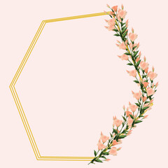 for wedding invitation with eustoma flowers, borders, all elements are in vector on a white background