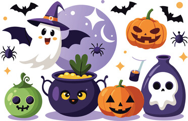 Fototapeta premium Halloween elements vector illustration