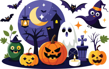 Fototapeta premium Halloween elements vector illustration