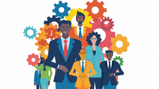 A visual of a manager facilitating teamwork in a diverse team, promoting inclusion and equal participation.