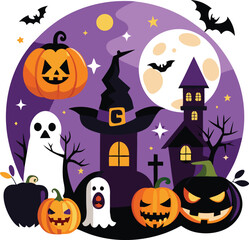 Fototapeta premium Sets of Halloween scary elements spooky items 