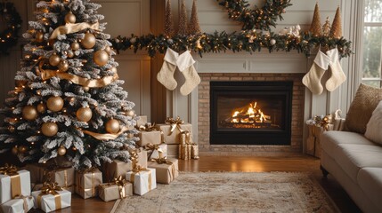 Cozy Christmas Living Room with Festive Decor